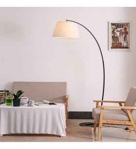 RİOLİGHT RETRO RUSTİK HAREKETLİ KREM KUMAŞ BAŞLIK SİYAH METAL LAMBADER KÖŞE LAMBASI ŞAPKA ÇAPI:45CM