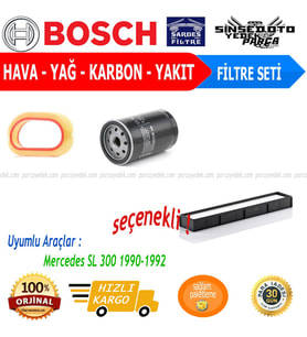 Filtre Bakım Seti Mercedes SL 300 1990-1992 Hava + Yağ F. + Polen Filtre Mann