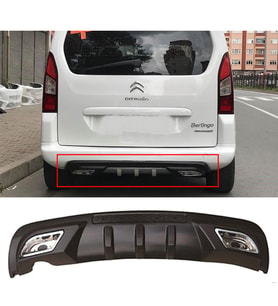 Citroen Berlingo Difüzör Difizör Siyah + Kare Egzoz Görünüm C Tip