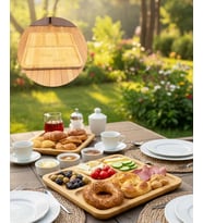 4 BÖLMELİ BAMBU KARE SUNUM TABAĞI KAHVALTI TABAĞI 28 CM (Kahverengi)
