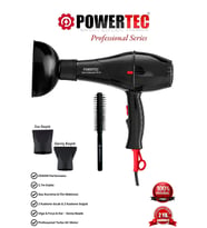 Powertec TR-701 Profesyonel Fön Makinesi + Hacimlendirici Difüzör Başlık + Profesyonel Fön Fırçası