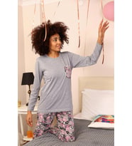 Akbeniz Kadın Uzun Kol Penye Pijama Takım 4195