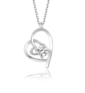 Swarovski Kalp İmza Kolye  925 Ayar Gerçek Gümüş  Swarovski Zirkon