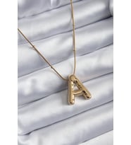 316L Çelik Gold Renk Bubble "A" Harf Model Kadın Kolye - TJ-BKO7946