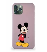 Apple iPhone 11 Pro Soft Premier Kapak Mickey Mouse-B Tasarımlı Silikon Kılıf - Pudra (Şeffaf)