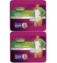 Depend Emici Külot Hasta Bezi Large - Büyük Kadın 20 Adet (2PK*10)
