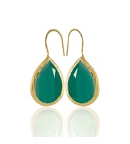 Kadir Jewellery 22 Ayar Altın Kaplama Damla Taşlı Küpe -El İşçiliği Ve Hipoalerjenik Küpe