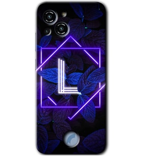 Reeder S23 Pro Max Kılıf HD Desen Baskılı Arka Kapak - Dark Neon Yaprak L Harfi