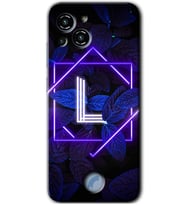 Reeder S23 Pro Max Kılıf HD Desen Baskılı Arka Kapak - Dark Neon Yaprak L Harfi