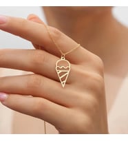 Kişiye Özel Minimal Dondurma Model Kolye 925K Gümüş (Gold)