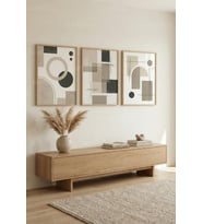 Modern Geometrik Soyutlama 3’lü Ahşap Çerçeveli Tablo Seti