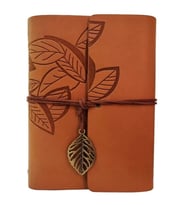 Dodes Deri Yaprak Desenli Defter
