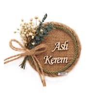 50 Adet 9x9cm Hasır Magnet Doğal Çiçekli  Söz Nişan Düğün Hediyesi  Ahşap İsimli (Karışık)