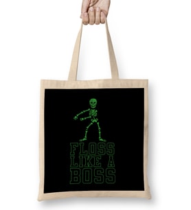 Flossing Floss Like A Boss Skeleton Bez Çanta Uzun Saplı