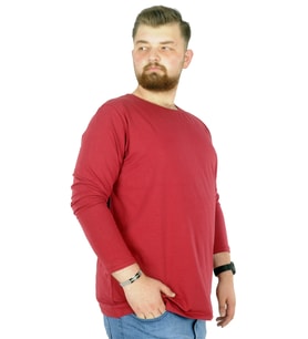 Mode XL Büyük Beden Erkek Tshirt Likralı Bisiklet Yaka 20102 Bordo