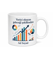 İsimli Analitik Grafik Desenli Pazarlama Kupası Özel Tasarım Hediye Bardak
