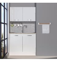 Decoraktiv Mini 100 MDF Hazır Mutfak Dolabı - Tezgah Dahil - Parlak Beyaz (Beyaz)