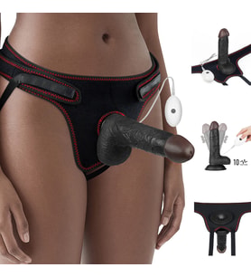 Siyah Belden Bağlamalı Ultra Esnek Yapılı 18 Cm Titreşimli Realistik Penis