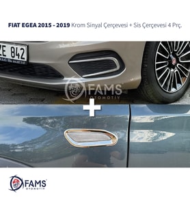 Fiat Egea Krom Sinyal Çerçevesi + Sis Çerçevesi 2015-2019 Paslanmaz Çelik