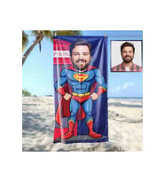 Ejoya Kişiye Özel Karikatür Fotoğraflı Super Adam Plaj Ve Spor Havlusu 115059