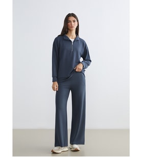 LCW EVERYDAY Lacivert Beli Lastikli Geniş Paça Kadın Eşofman Altı