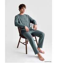 LC WAIKIKI Yeşil Regular Fit Baskılı Erkek Pijama Takımı