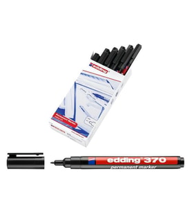 Edding 370 Permanent Marker Asetat Kalemi Siyah 10'lu Kutu 