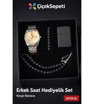 ERKEK SAAT HEDİYE SETİ (Gold - Ekru)