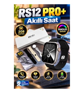RS12 PRO+ 2025 Serisi Titanyum Kasa AMOLED Ekranlı Akıllı Saat – 2GB Hafıza, Gümüş Renk