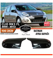 Renault Clio 3 FL 2009-2012 Makyajlı Kasa Uyumlu Batman Yarasa Ayna Kapağı Piano Black ABS Plastik