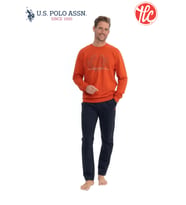 U.S. Polo Assn. Erkek %100 Pamuklu 4 Mevsim Uzun Kollu Yuvarlak Yaka İki İplik Pijama Takım