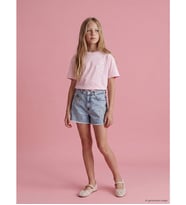 LCW Kids Mavi Çiçek Nakışlı Kız Çocuk Jean Şort