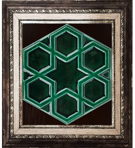 Armada Çini 15x17 Cm Rölyefli Yıldız Yeşil Altıgen Çini Pano