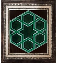 Armada Çini 15x17 Cm Rölyefli Yıldız Yeşil Altıgen Çini Pano