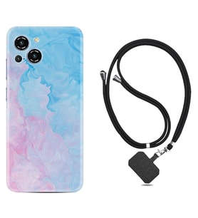 Reeder S23 Max Pro Kılıf Resimli Boyun Askılı İpli Desenli Silikon Pink Blue Abstract 1385