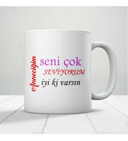 Anneciğim Seni Çok Seviyorum İyi Ki Varsın Yazılı Anneler Günü Hediyelik Kupa