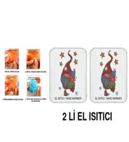 2 ADET YILDIZLI NOEL CÜCESİ CEP SOBASI,EL ISITICI,SICAK SU TORBASI PVC  10x9,5cm