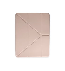 Galaxy Tab S6 P619 Kılıf Tri Folding Kalem Bölmeli Standlı Kılıf (Rose Gold Altın)