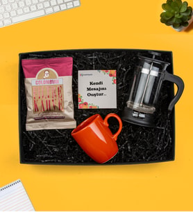 French Press Kahve Ve Kupa Bardak Set Sevgiliye Hediye Kurumsal Hediye