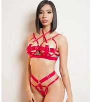 Amora Secret Kırmızı Sütyen Külot Harness Takım