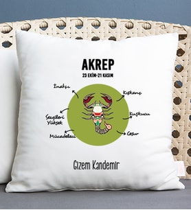 Kişiye Özel Akrep Burcuna Hediye Kare Yastık
