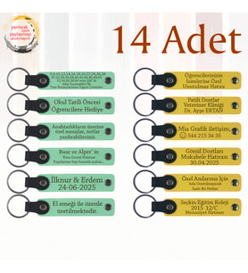 Yeşil & Sarı, Kurumsal Konferans Katılımcılarına Hediye, 14’lü Set, Kişiye Özel Anahtarlık