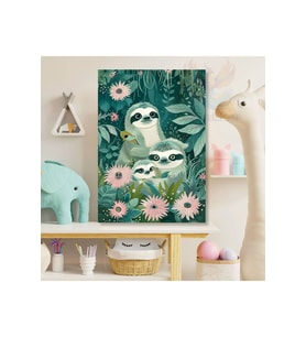 Kanvas Tembe Hayvan Ailesi Baskı Tablo Oyun Odası Tablosu Duvar Dekoru