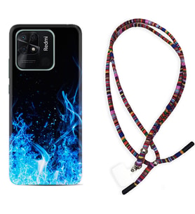 Xiaomi Poco X3 Pro M4 Pro X4 Pro C40 10C Kılıf Boyun Asklı Rasta Silikon Blue Fire 1678