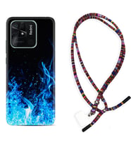 Xiaomi Poco X3 Pro M4 Pro X4 Pro C40 10C Kılıf Boyun Asklı Rasta Silikon Blue Fire 1678