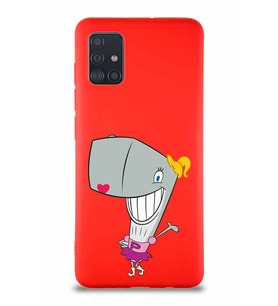 Samsung Galaxy M31S Soft Premier Kapak Pearl Yengeç Tasarımlı Silikon Kılıf - Kırmızı (Şeffaf)
