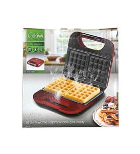 Kiwi Kırmızı 2'li Belçika Waffle Makinesi 750 W