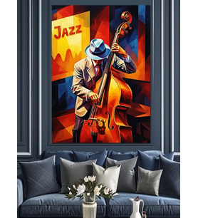 Jazz Müzik Afişi Vintage Dekoratif Kanvas - Mdf Ahşap Tablo