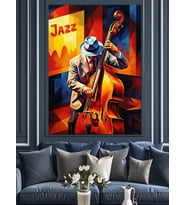 Jazz Müzik Afişi Vintage Dekoratif Kanvas - Mdf Ahşap Tablo