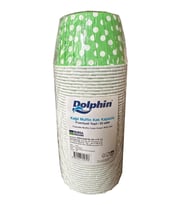 Dolphin Muffin Kağıt Karton Yeşil Puantiyeli Cupcake Kek Kalıbı Kapsülü Kabı - 50 Adetlik 1 Paket
